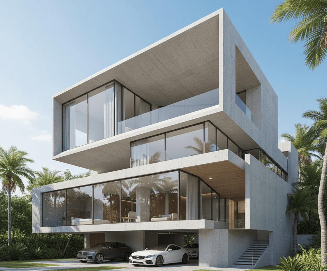 Photorealistic architectural render generated by Architect AI